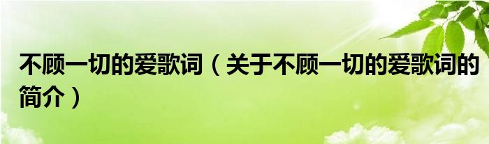 不顧一切的愛(ài)歌詞（關(guān)于不顧一切的愛(ài)歌詞的簡(jiǎn)介）