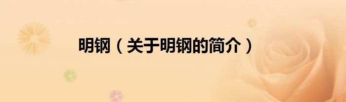 明鋼（關(guān)于明鋼的簡(jiǎn)介）