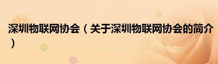 深圳物聯(lián)網(wǎng)協(xié)會（關(guān)于深圳物聯(lián)網(wǎng)協(xié)會的簡介）