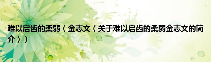 難以啟齒的柔弱（金志文（關(guān)于難以啟齒的柔弱金志文的簡介））