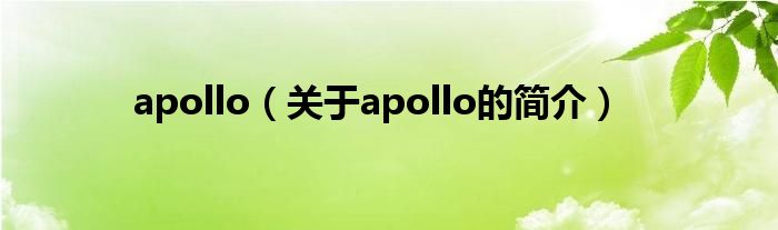 apollo（關(guān)于apollo的簡介）