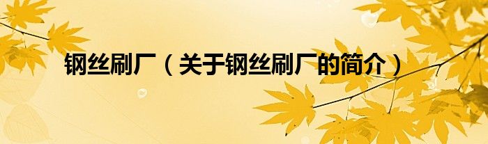 鋼絲刷廠（關于鋼絲刷廠的簡介）