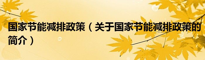 國(guó)家節(jié)能減排政策（關(guān)于國(guó)家節(jié)能減排政策的簡(jiǎn)介）