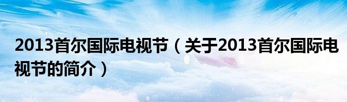 2013首爾國際電視節(jié)（關(guān)于2013首爾國際電視節(jié)的簡介）