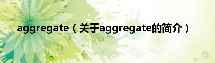 aggregate（關(guān)于aggregate的簡介）