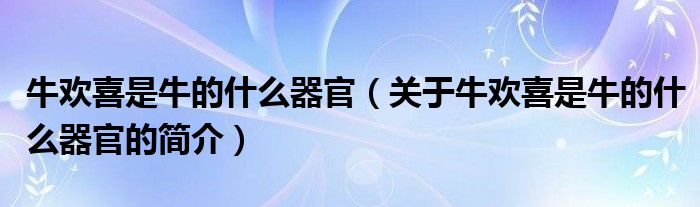 牛歡喜是牛的什么器官（關(guān)于牛歡喜是牛的什么器官的簡(jiǎn)介）