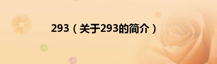 293（關(guān)于293的簡(jiǎn)介）