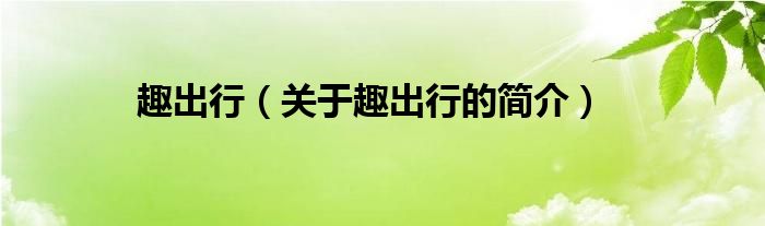 趣出行（關(guān)于趣出行的簡(jiǎn)介）