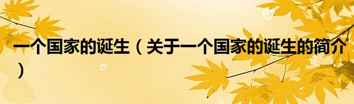 一個(gè)國(guó)家的誕生（關(guān)于一個(gè)國(guó)家的誕生的簡(jiǎn)介）