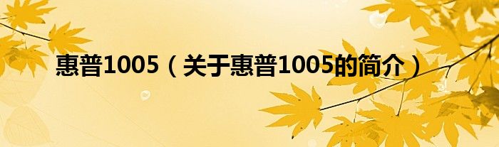 惠普1005（關(guān)于惠普1005的簡(jiǎn)介）