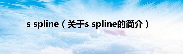 s spline（關于s spline的簡介）