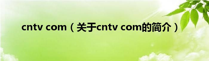 cntv com（關(guān)于cntv com的簡(jiǎn)介）