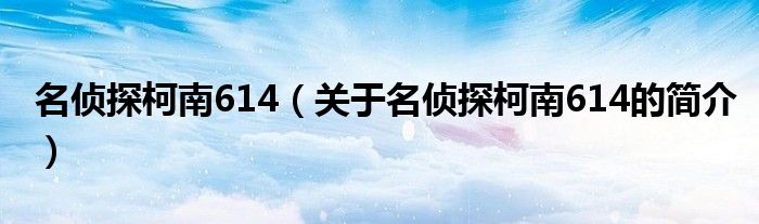 名偵探柯南614（關(guān)于名偵探柯南614的簡介）