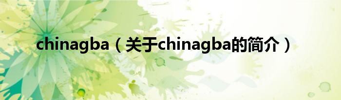 chinagba（關(guān)于chinagba的簡(jiǎn)介）