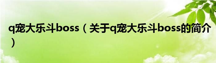 q寵大樂(lè)斗boss（關(guān)于q寵大樂(lè)斗boss的簡(jiǎn)介）