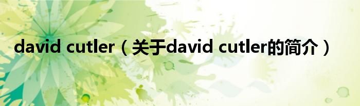 david cutler（關(guān)于david cutler的簡介）