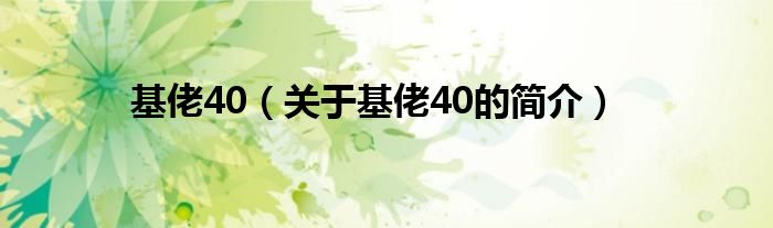 基佬40（關(guān)于基佬40的簡(jiǎn)介）