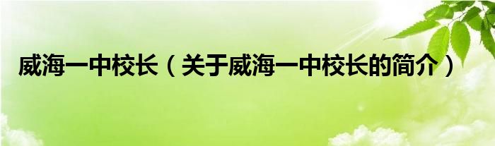 威海一中校長（關(guān)于威海一中校長的簡介）