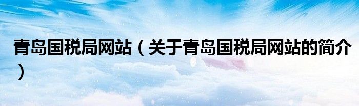 青島國稅局網(wǎng)站（關(guān)于青島國稅局網(wǎng)站的簡介）