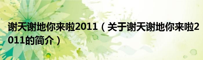 謝天謝地你來啦2011（關(guān)于謝天謝地你來啦2011的簡介）