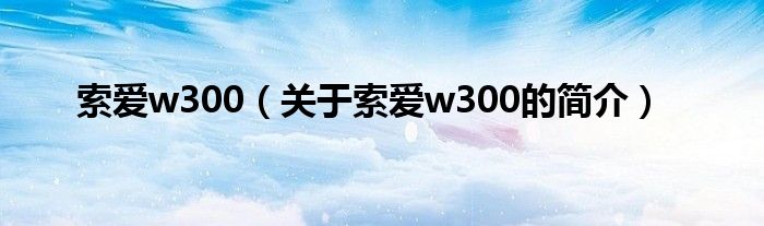 索愛w300（關(guān)于索愛w300的簡(jiǎn)介）