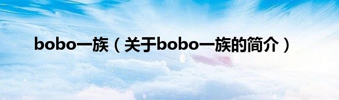 bobo一族（關(guān)于bobo一族的簡(jiǎn)介）