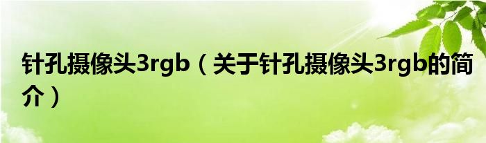 針孔攝像頭3rgb（關于針孔攝像頭3rgb的簡介）