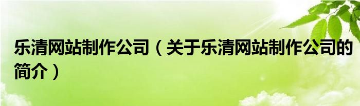 樂清網站制作公司（關于樂清網站制作公司的簡介）