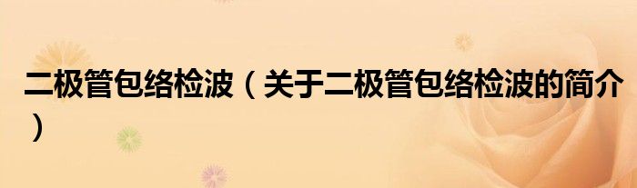 二極管包絡檢波（關于二極管包絡檢波的簡介）