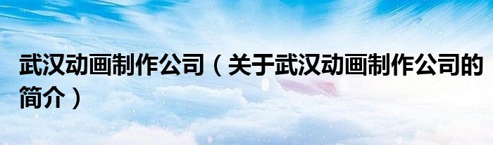 武漢動(dòng)畫(huà)制作公司（關(guān)于武漢動(dòng)畫(huà)制作公司的簡(jiǎn)介）