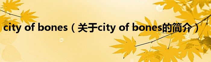 city of bones（關于city of bones的簡介）