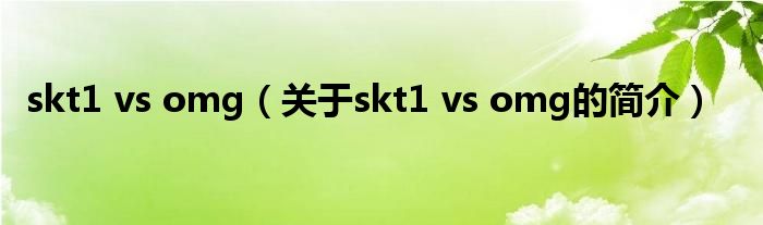 skt1 vs omg（關(guān)于skt1 vs omg的簡介）