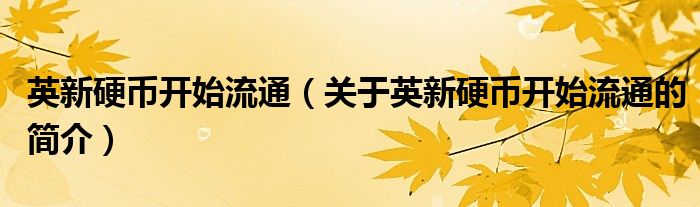 英新硬幣開始流通（關(guān)于英新硬幣開始流通的簡(jiǎn)介）