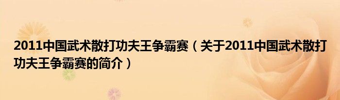 2011中國(guó)武術(shù)散打功夫王爭(zhēng)霸賽（關(guān)于2011中國(guó)武術(shù)散打功夫王爭(zhēng)霸賽的簡(jiǎn)介）