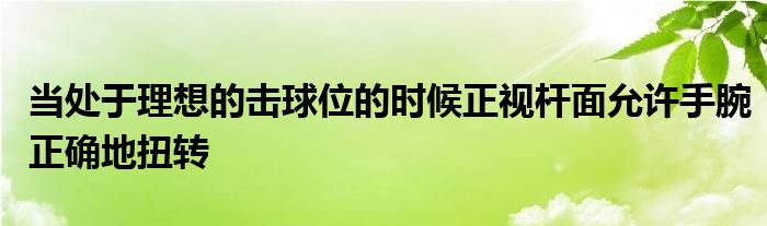 當(dāng)處于理想的擊球位的時候正視桿面允許手腕正確地扭轉(zhuǎn)