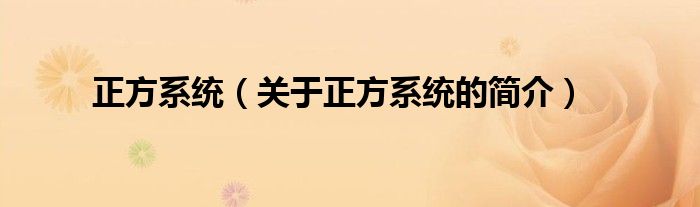 正方系統(tǒng)（關(guān)于正方系統(tǒng)的簡介）