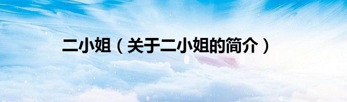 二小姐（關(guān)于二小姐的簡(jiǎn)介）