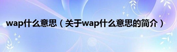 wap什么意思（關(guān)于wap什么意思的簡(jiǎn)介）