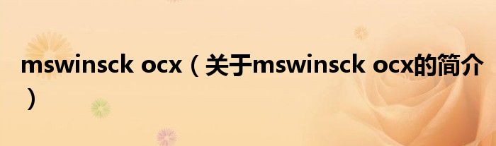 mswinsck ocx（關(guān)于mswinsck ocx的簡介）