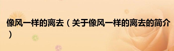 像風(fēng)一樣的離去（關(guān)于像風(fēng)一樣的離去的簡(jiǎn)介）