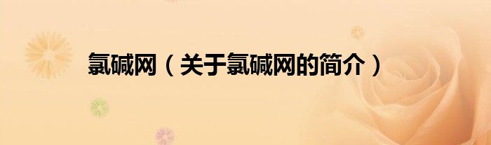 氯堿網(wǎng)（關(guān)于氯堿網(wǎng)的簡介）