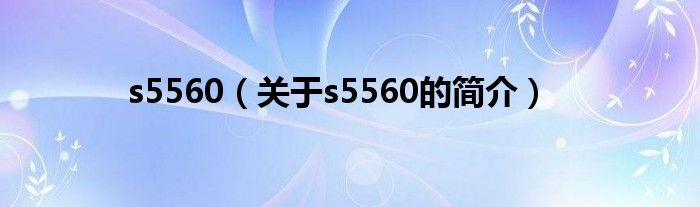 s5560（關于s5560的簡介）