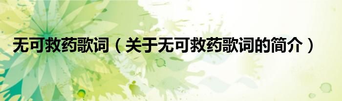 無可救藥歌詞（關(guān)于無可救藥歌詞的簡介）