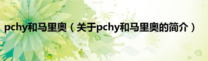 pchy和馬里奧（關(guān)于pchy和馬里奧的簡(jiǎn)介）