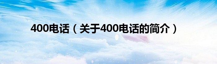 400電話（關于400電話的簡介）