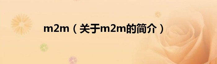 m2m（關(guān)于m2m的簡(jiǎn)介）