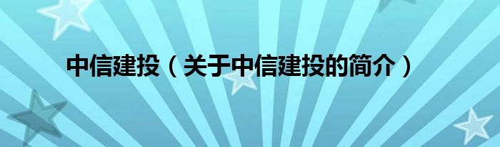 中信建投（關(guān)于中信建投的簡(jiǎn)介）