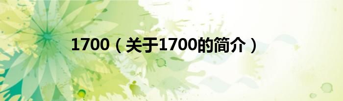 1700（關于1700的簡介）