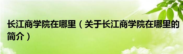 長江商學(xué)院在哪里（關(guān)于長江商學(xué)院在哪里的簡介）