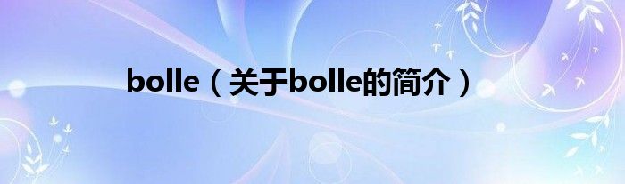 bolle（關(guān)于bolle的簡介）